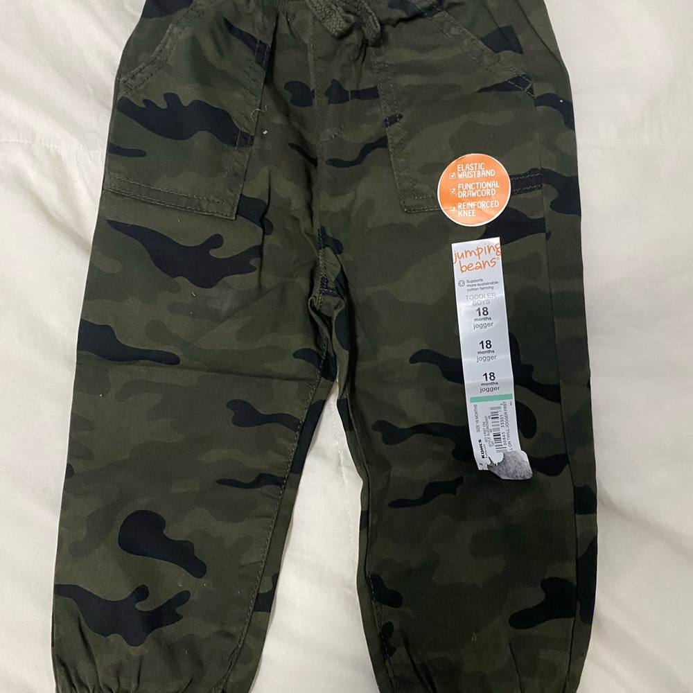 Jumping Beans Kids Camo Joggers - Olive and Black